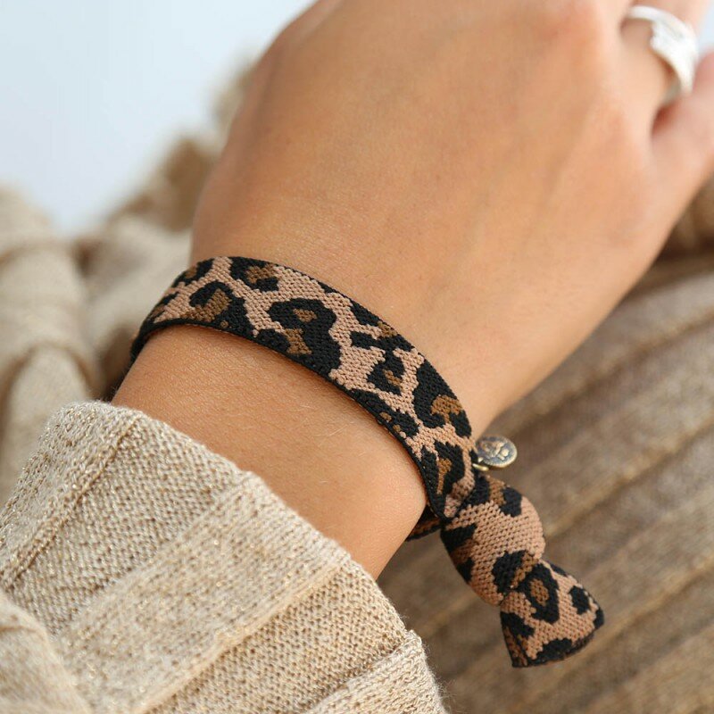 Gewebtes Armband, Leopardenbraun