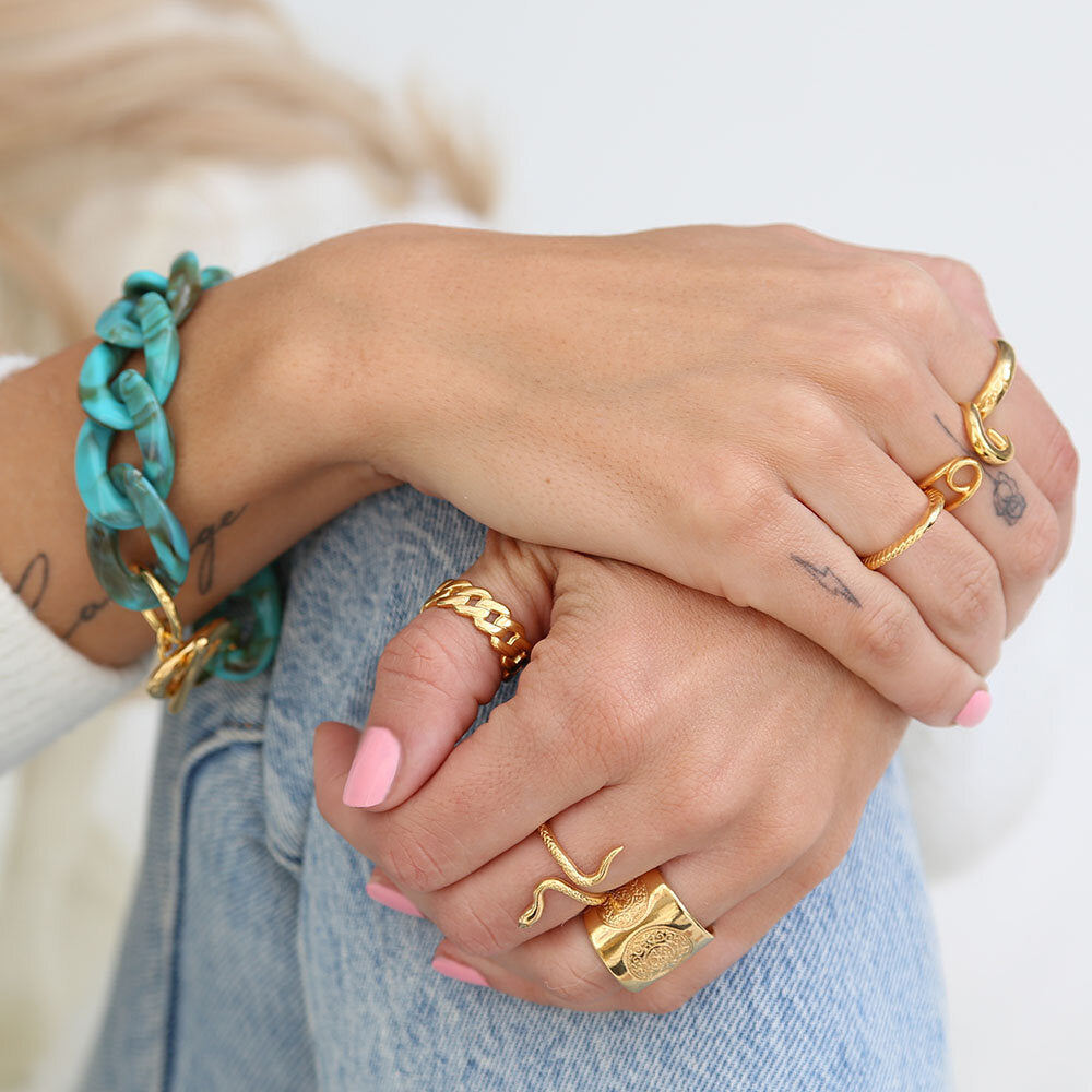 Armband Azur-Marmor-Kette Gold