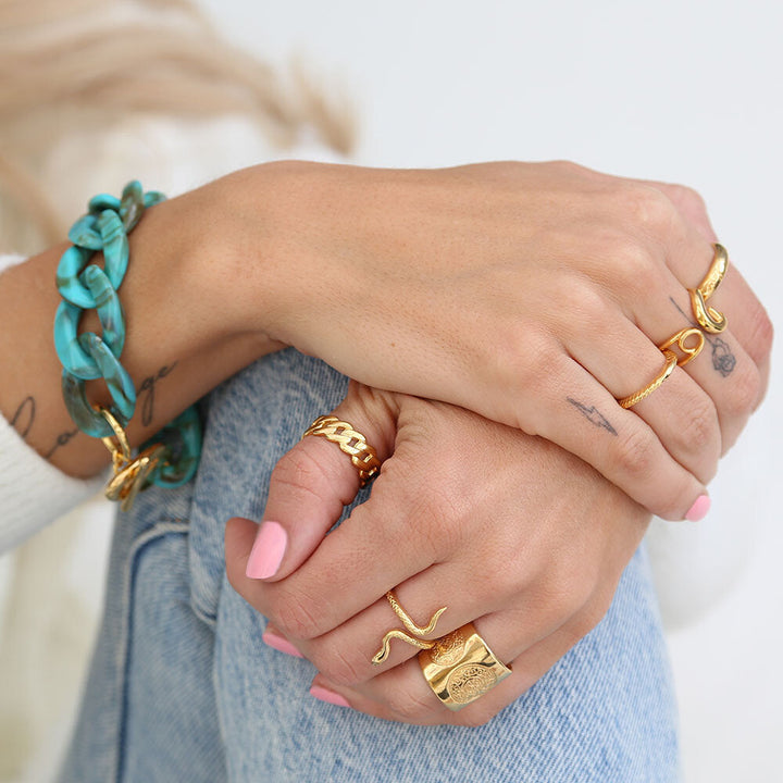 Armband Azur-Marmor-Kette Gold
