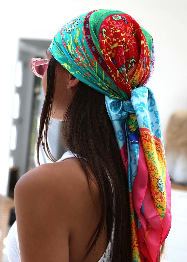 Satijnen bandana sjaal barok ocean