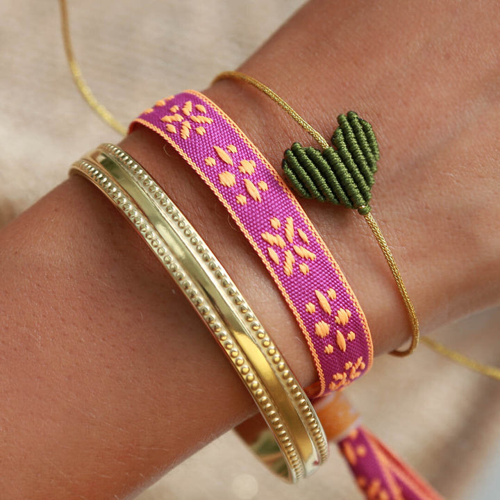 Armband groot hart olijf