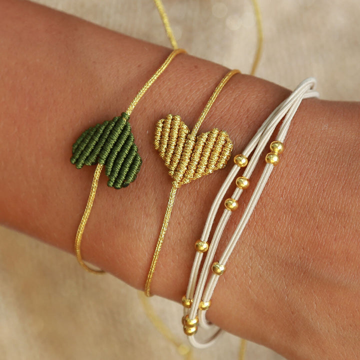 Armband groot hart olijf