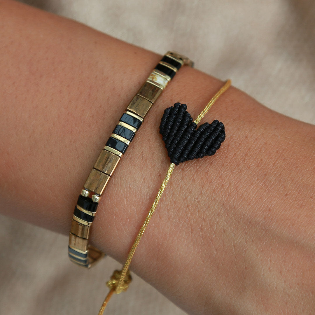 Armband groot hart zwart