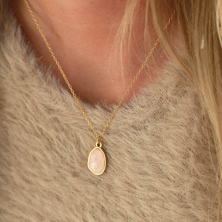 Gouden ketting rose quartz