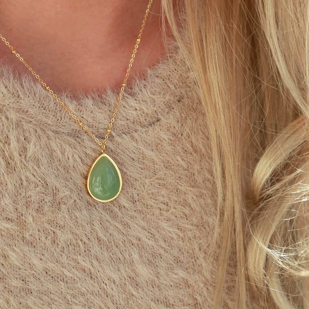 Gouden ketting jade stone