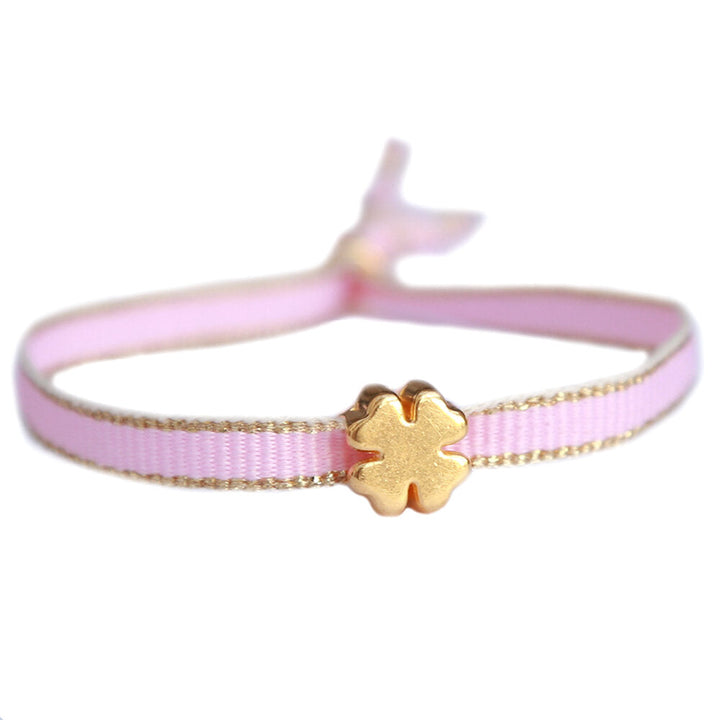 Armband goldener Klee rosa