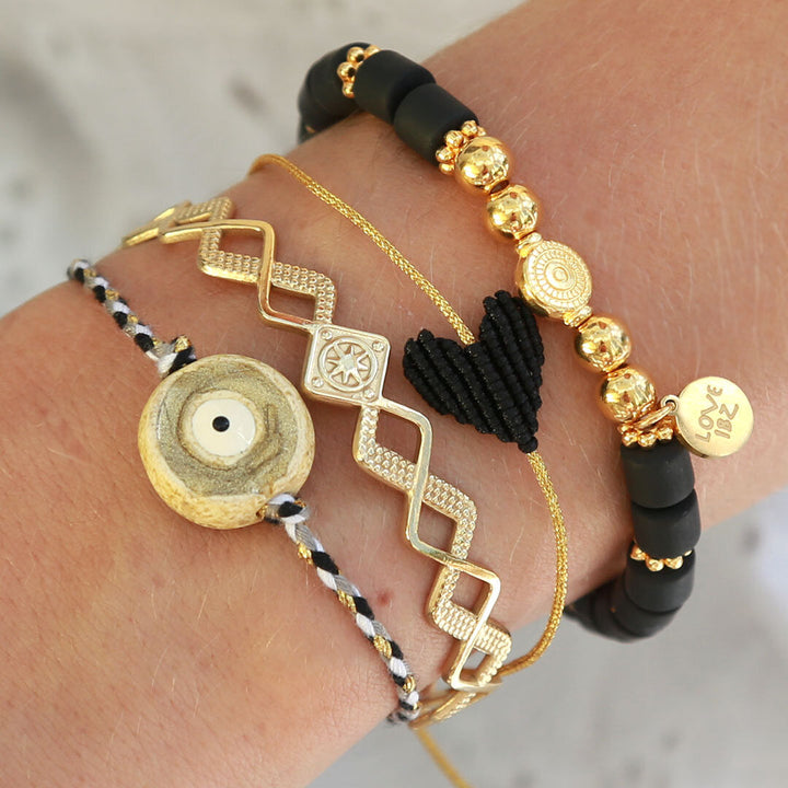 Armband groot hart zwart
