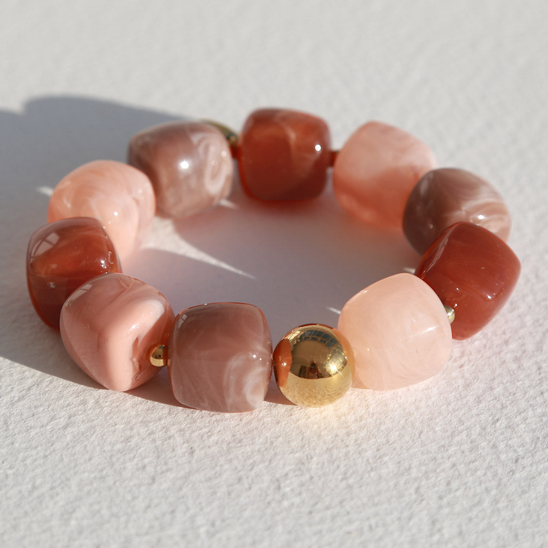 Bracelet cube golden ball rose