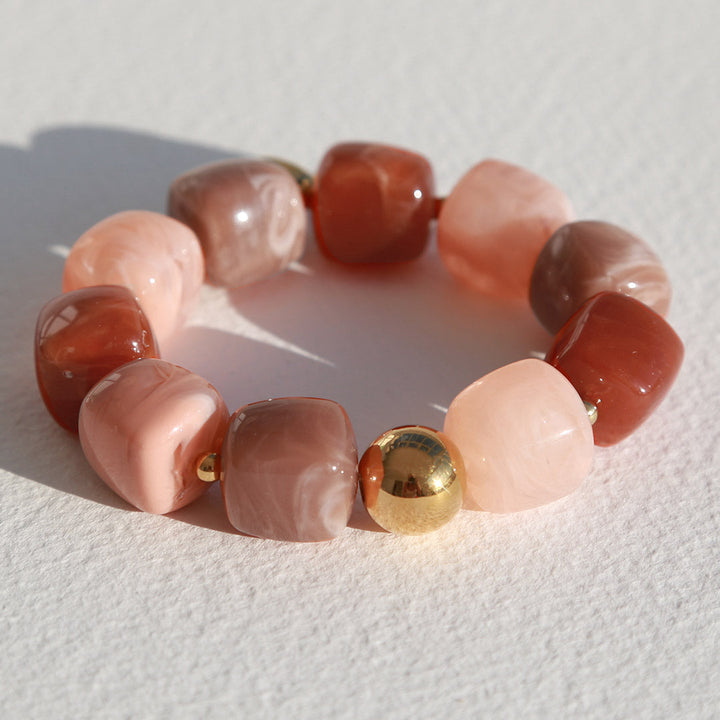 Bracelet cube golden ball rose