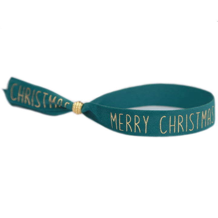 Suède armbandje Merry Christmas zeegroen