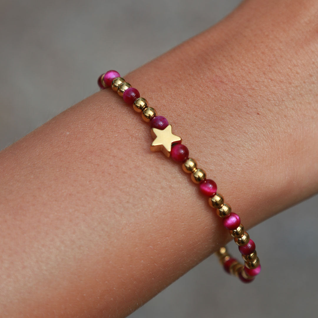 Bracelet Moraira star cerise stone