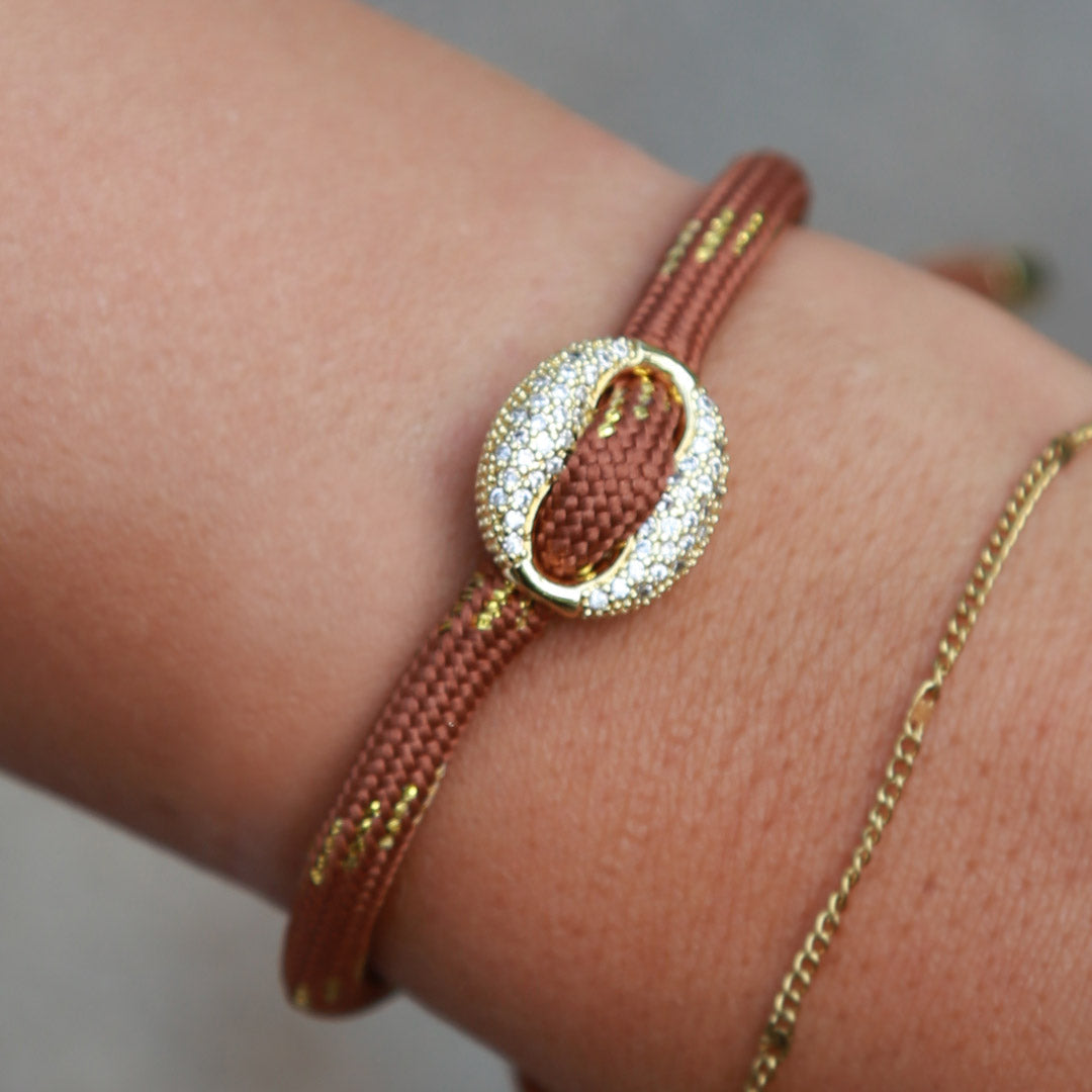 Brown diamond bean bracelet