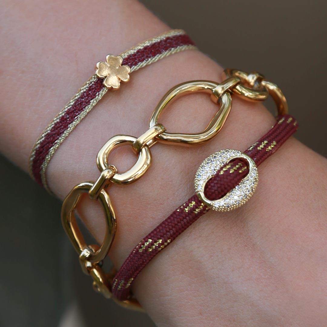 Bracelet Bean en diamant bordeaux