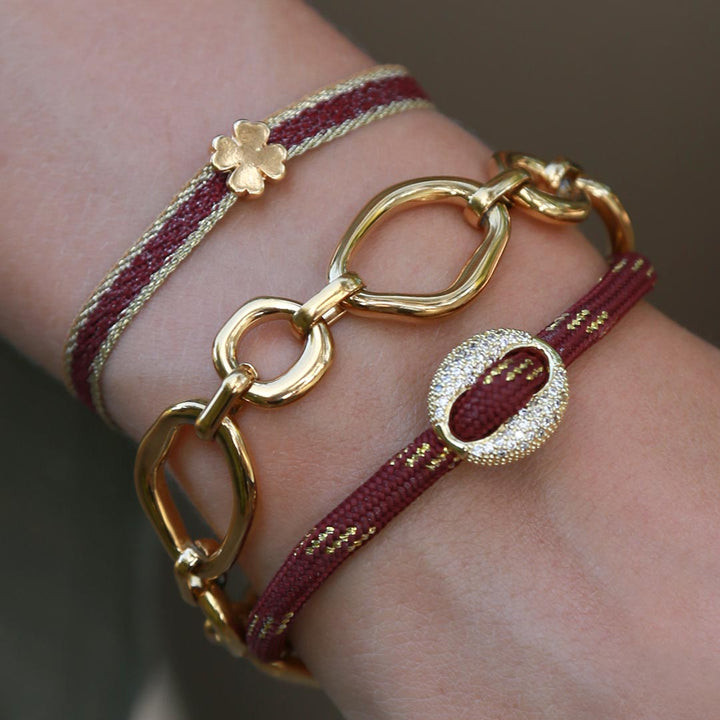 Bracelet Bean en diamant bordeaux