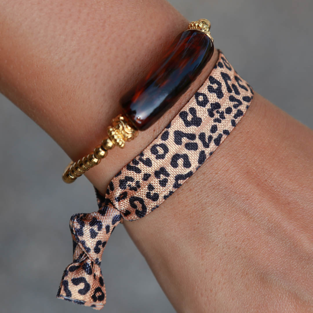 Bracelet fin penne léopard