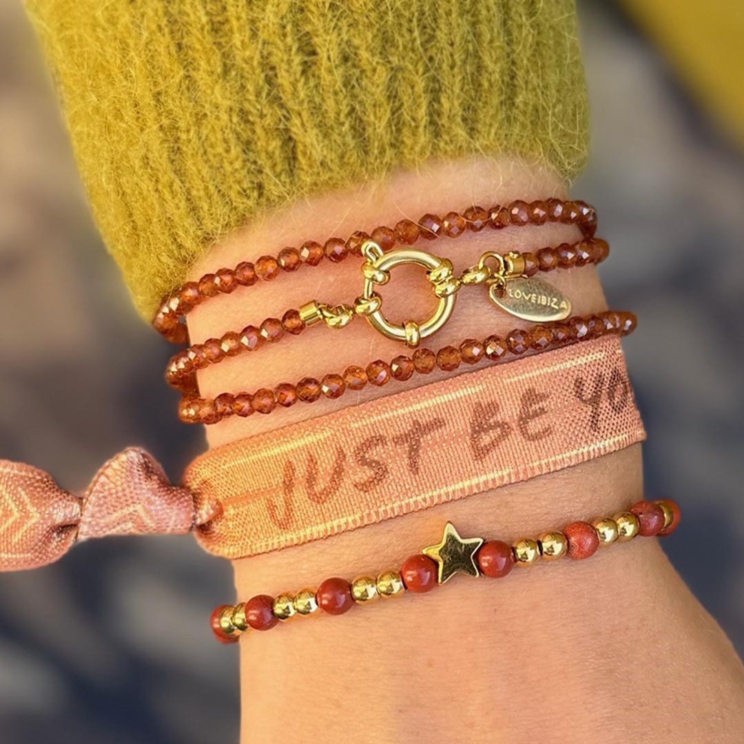 Bracelet facet wrap Orange Garnet