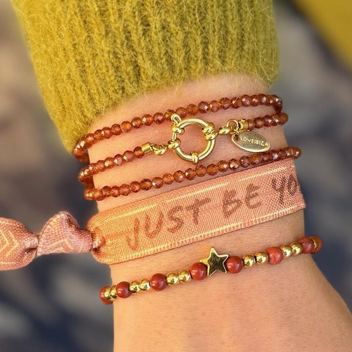 Bracelet facet wrap Orange Garnet