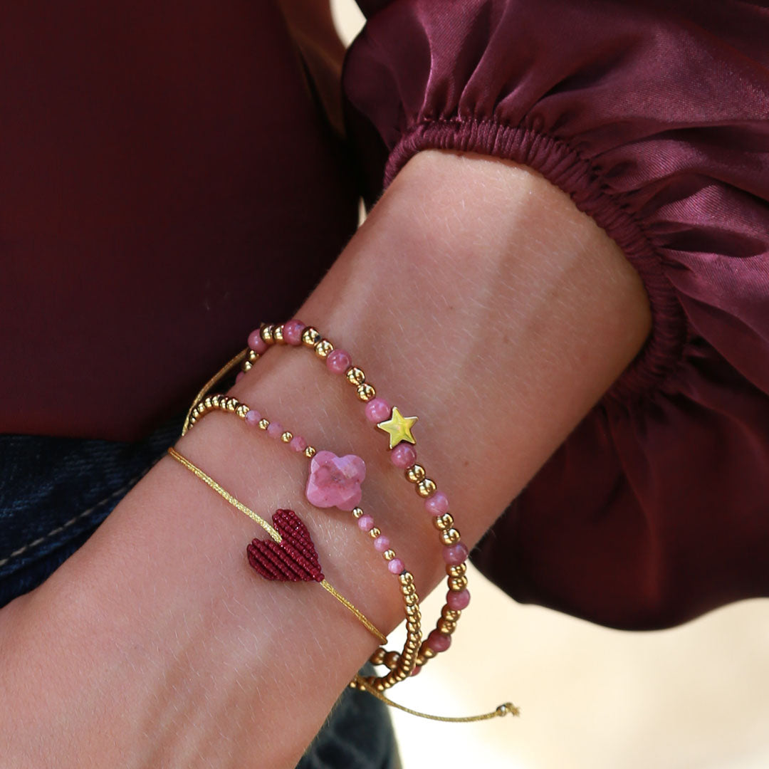Armband groot hart burgundy