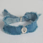 Armband denim wrap goud