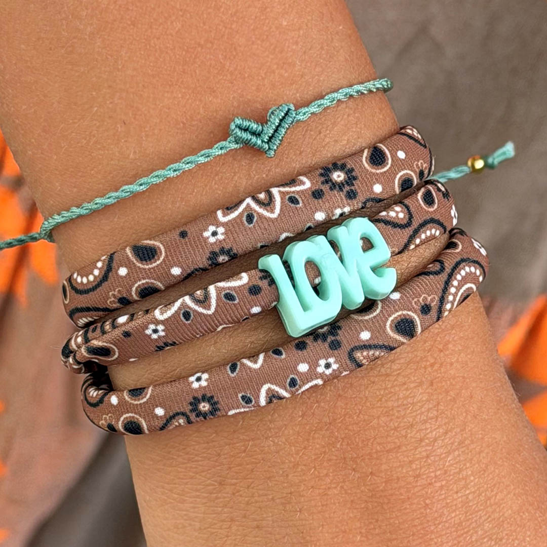 Lot de 22 bracelets bandana marron