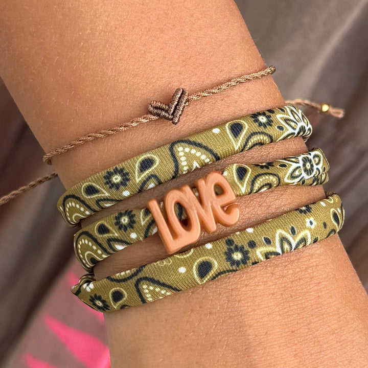 set van 22 olijf bandana armbanden