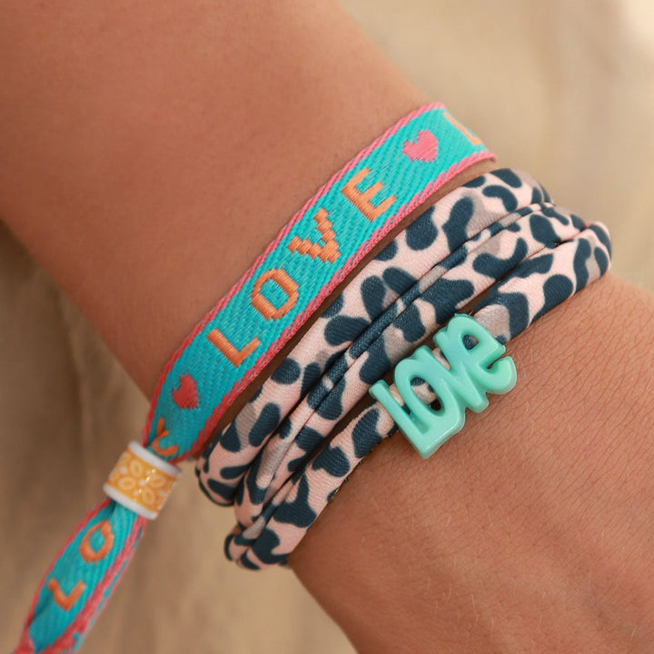 Geweven armbandje love groen oranje