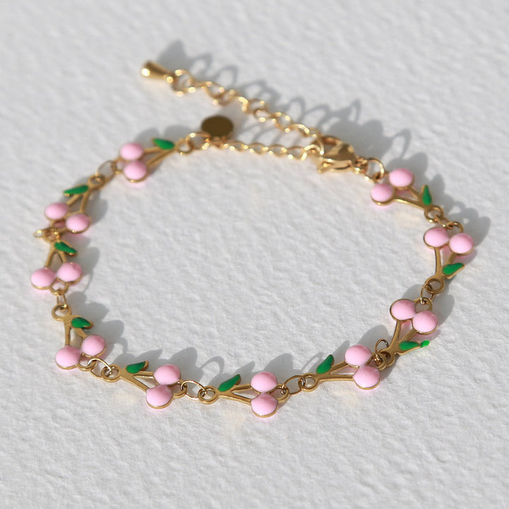 Armband kers roze goud
