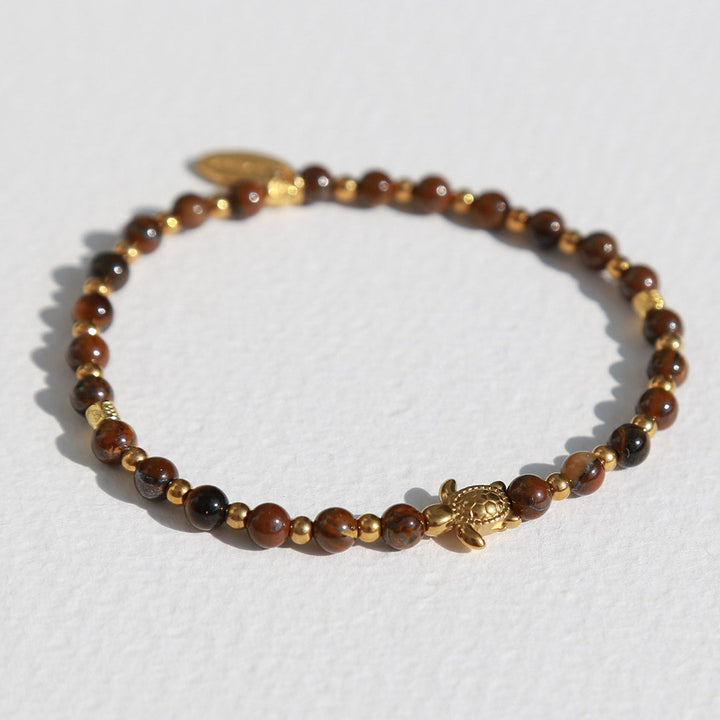 Bracelet en pierre précieuse tortue œil de tigre