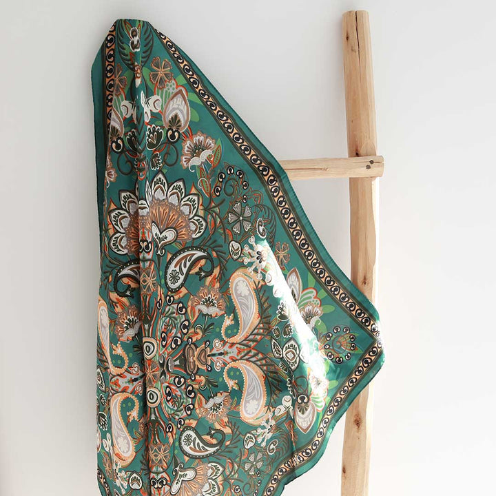 Bandana scarf green orange paisley