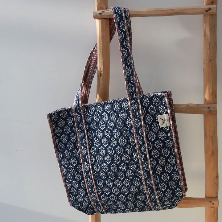 Blockprint shoulder bag Indian blue