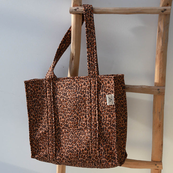Blockprint schoudertas luipaard