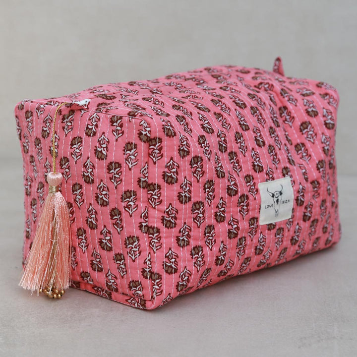 Blockprint toilettas Indian coral