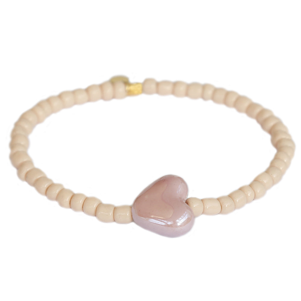 Armband stone heart beige