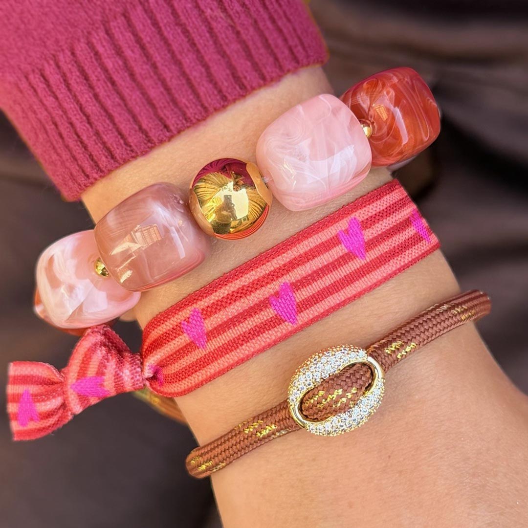 Bracelet cube golden ball rose