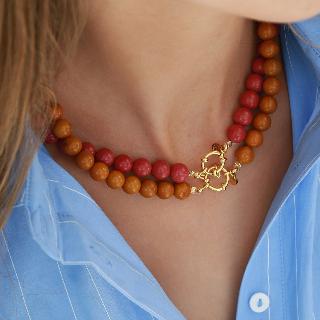 Ketting bubble stone light burgundy