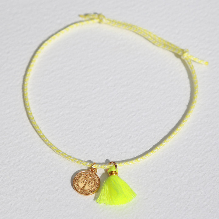Enkelband Solea neon geel met muntje