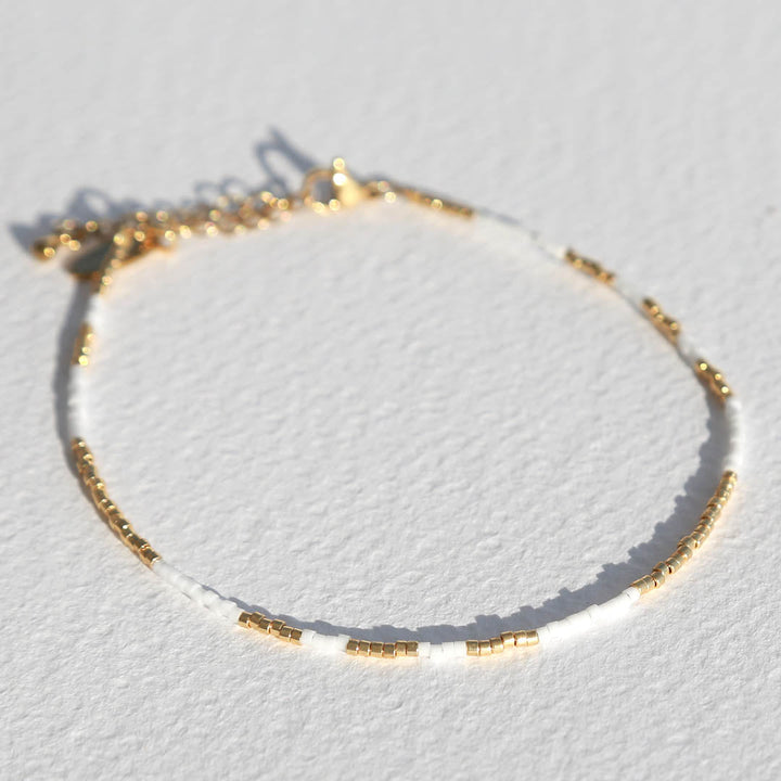 Enkelbandje miyuki white gold