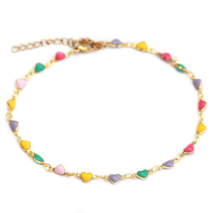 Anklet colorful hearts