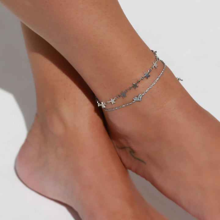 Bracelet de cheville Love Ibiza coeur argent