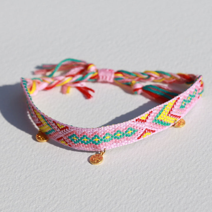 Fußkettchen Baumwolle aztekisch rosa goldene Münze