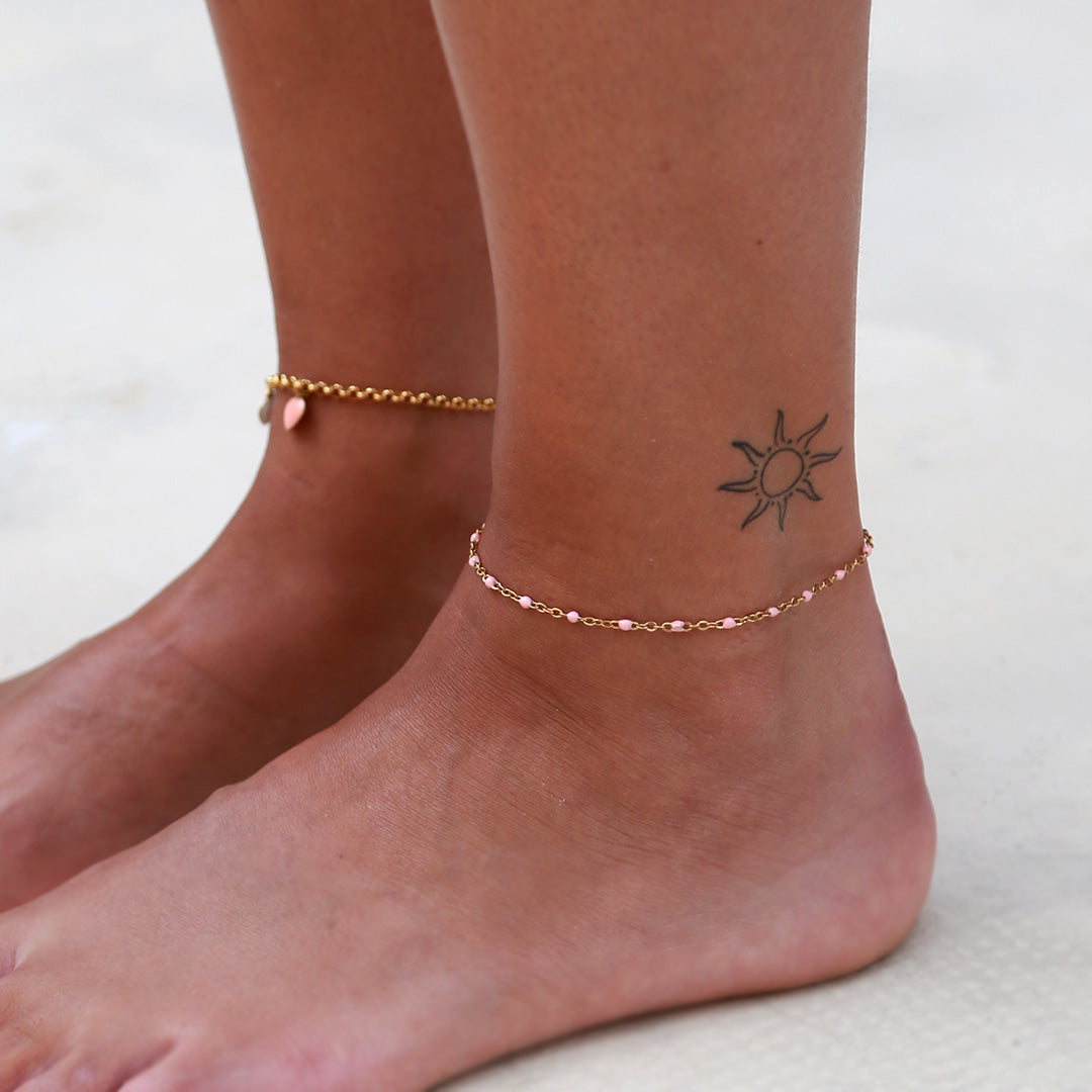 Enkelbandje chain light pink