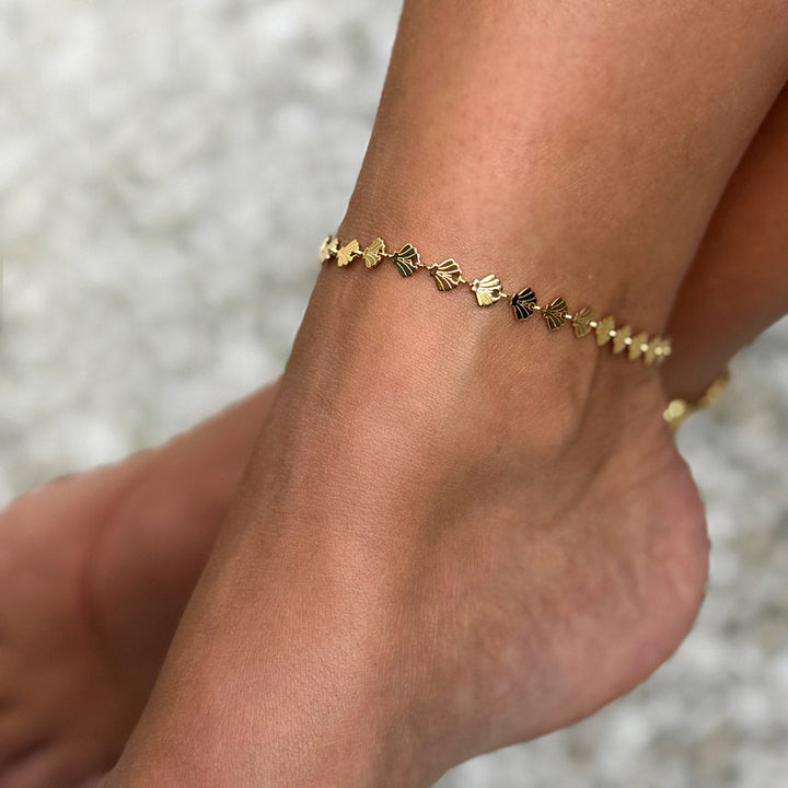 Enkelband gouden schelpjes