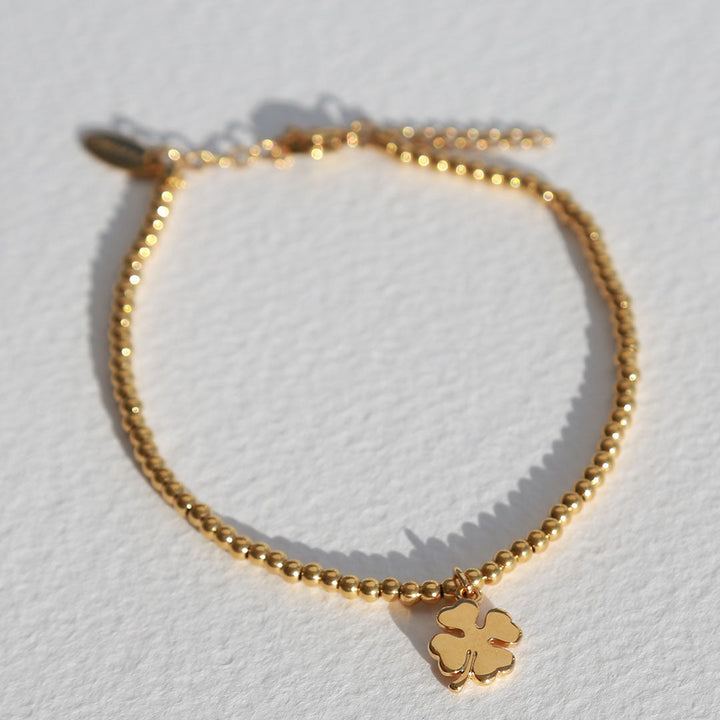 Enkelband klavertje goud