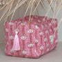 Blockprint toilettas Fez zeegroen roze L