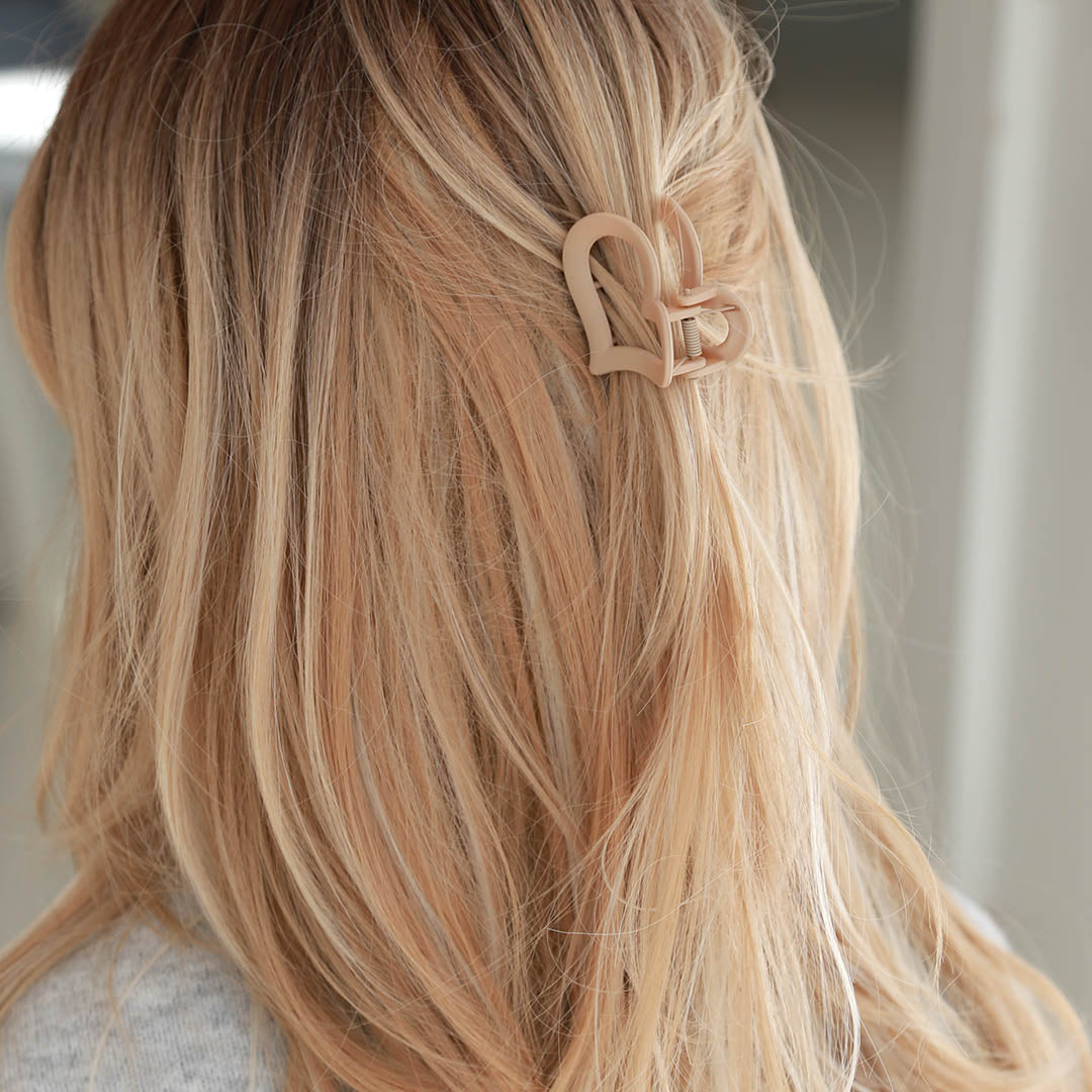 Haarklem set hart bruin latte