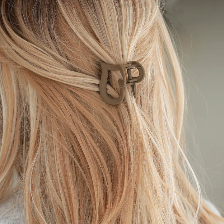 Haarklem set hart zwart caramel