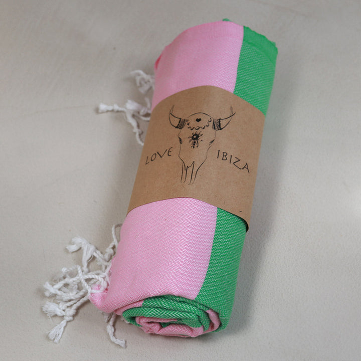 Hamamdoek groen/roze