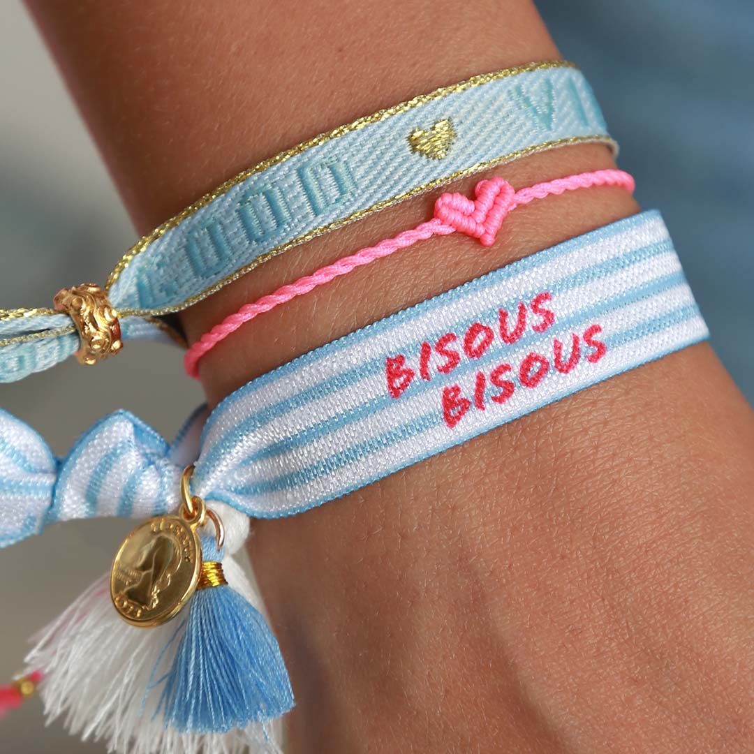 Geweven armband good vibes blue