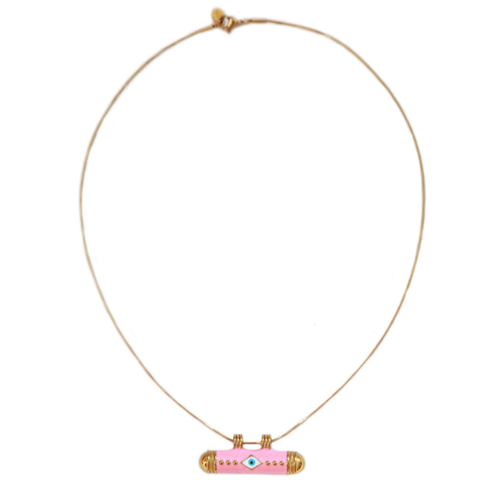 Ketting evil eye pink bar