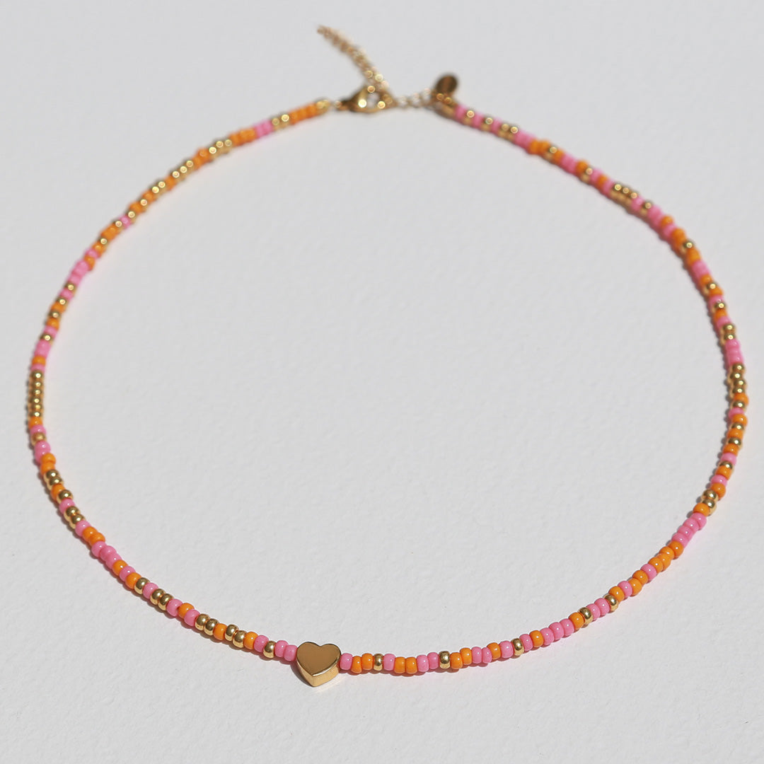 Ketting miyuki oranje roze